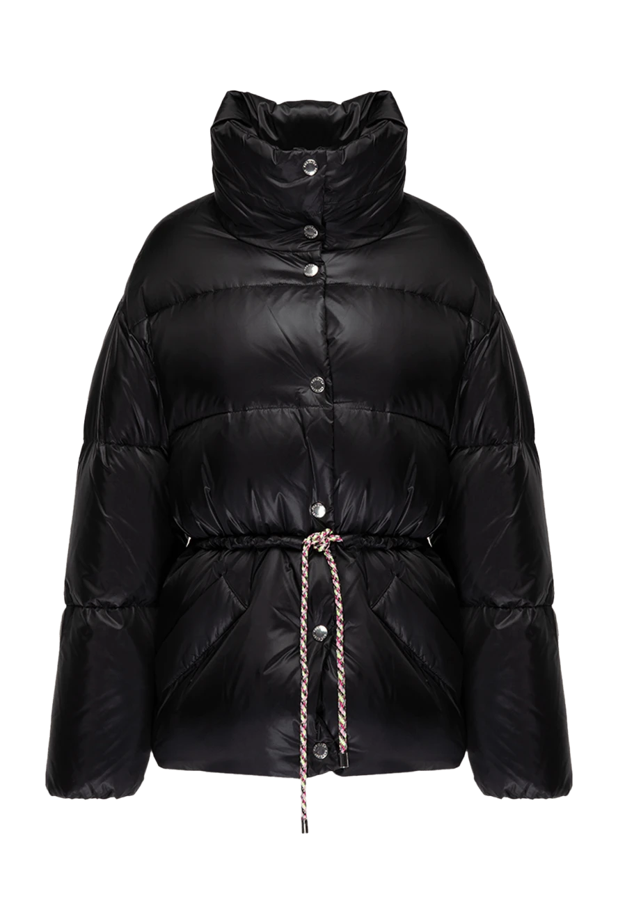 Khrisjoy Black polyamide down jacket for women - buttons, tie. collar stand. Pocket: two side pockets. 100% polyamide. Country of manufacture: Italy. Care: specialized cleaning - photo 1