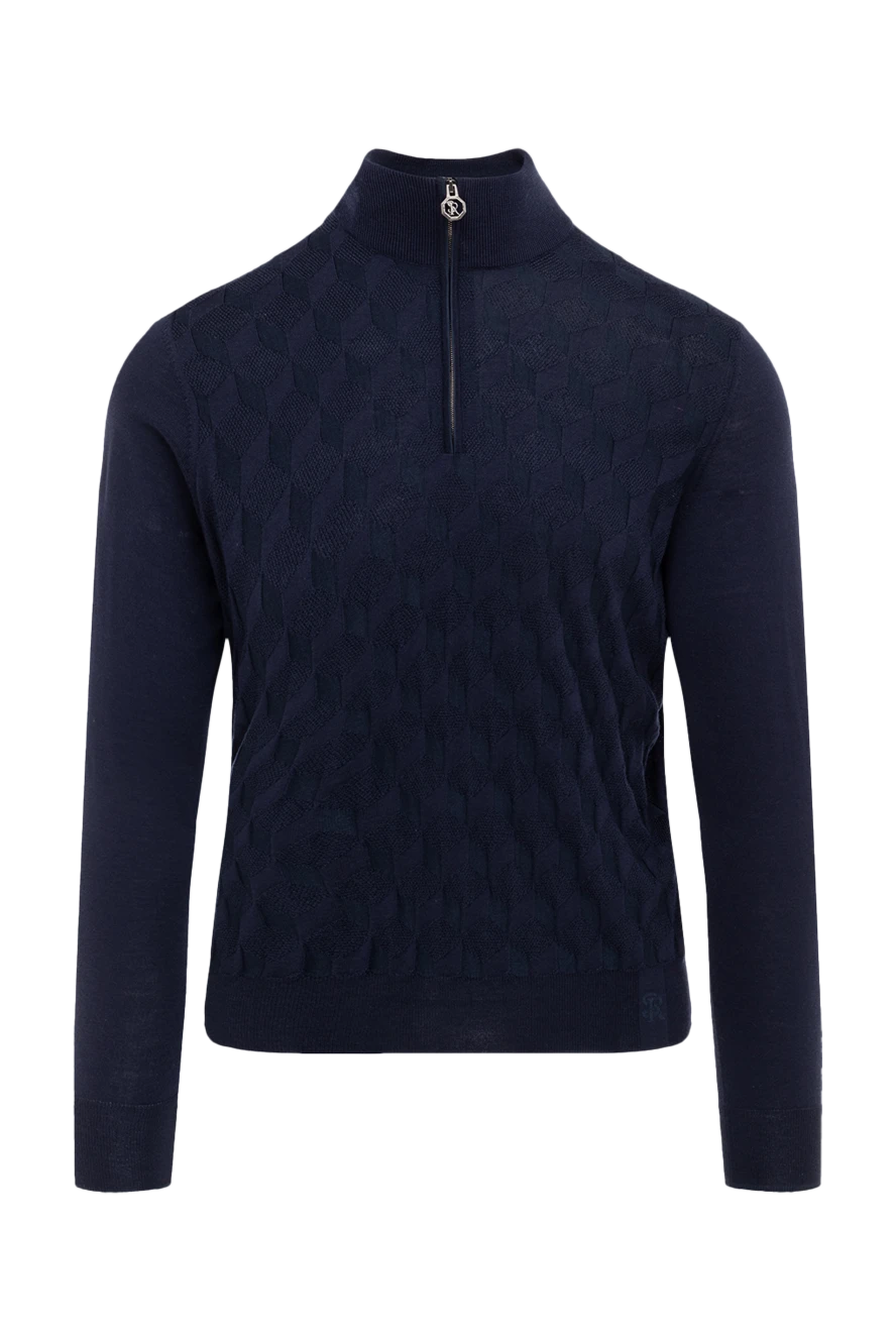 Stefano Ricci Троєр чоловічий синій - Структурний візерунок. 50% вовна, 40% шовк, 10% кашемір. блискавка. Країна виробник: Італія. Догляд: спеціалізоване чищення - фото 1