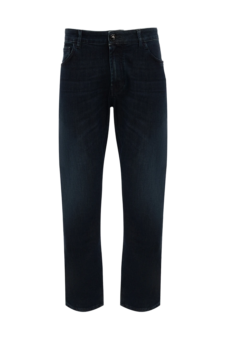 Stefano Ricci Джинсы синие из хлопка и эластана мужские - лого. 90% хлопок, 10% эластан. молния, пуговица. три боковые, два задние. Страна производитель: Италия. Уход: специализированная чистка - фото 1