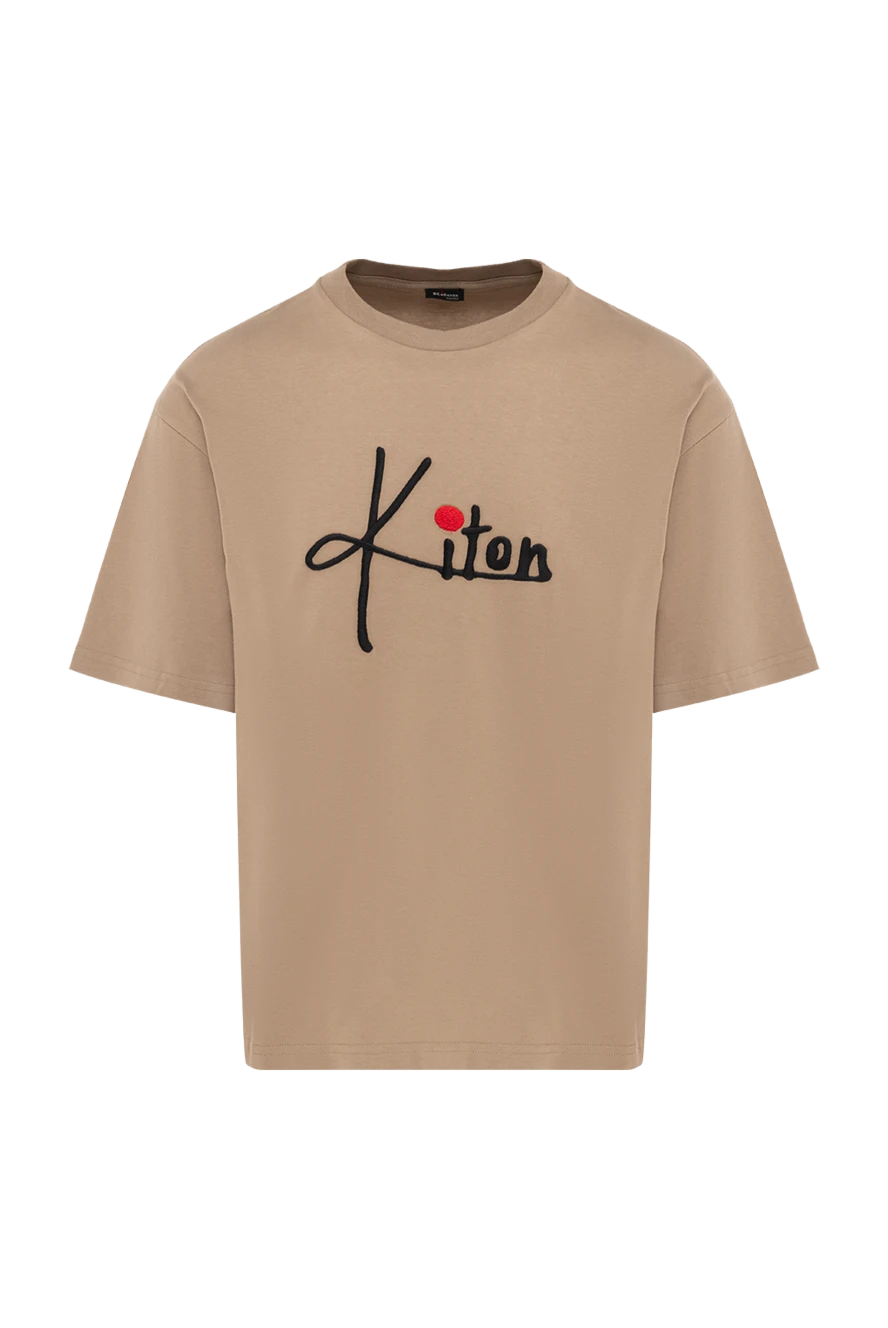 Kiton Футболка бавовняна бежева з фірмовим логотипом - логотип. 100% бавовна. Країна виробник: Італія. Догляд: спеціалізоване чищення - фото 1