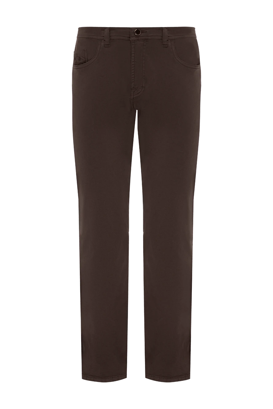 Scissor Scriptor Brown jeans for men - crocodile leather details. 70% cotton 28% polyester, 2% elastane. Closure type: Zipper, buttons. three front pockets, two back pockets. Country of manufacture: Italy. Care: specialized cleaning - photo 1