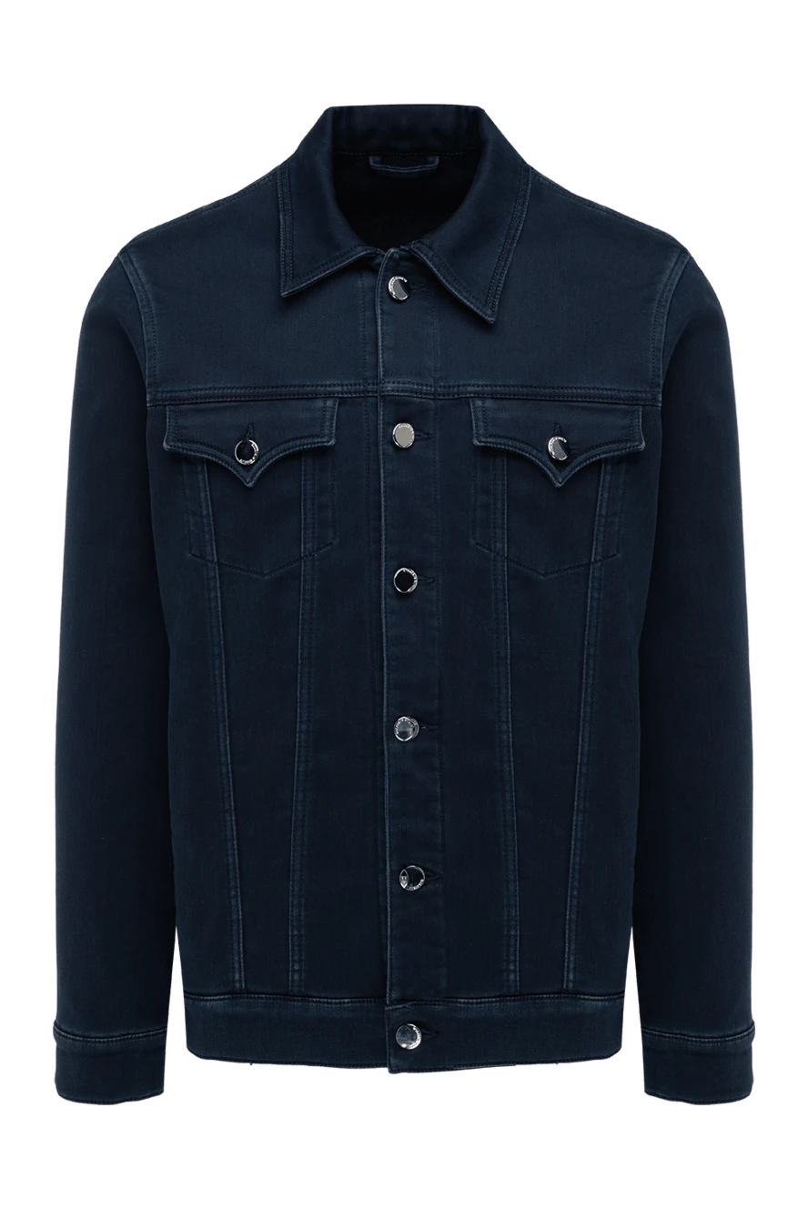 Scissor Scriptor Denim jacket blue for men - worn effect. four pockets. 70% cotton, 28% polyester, 2% elastane. buttons. Country of manufacture: Italy. Care: specialized cleaning - photo 1