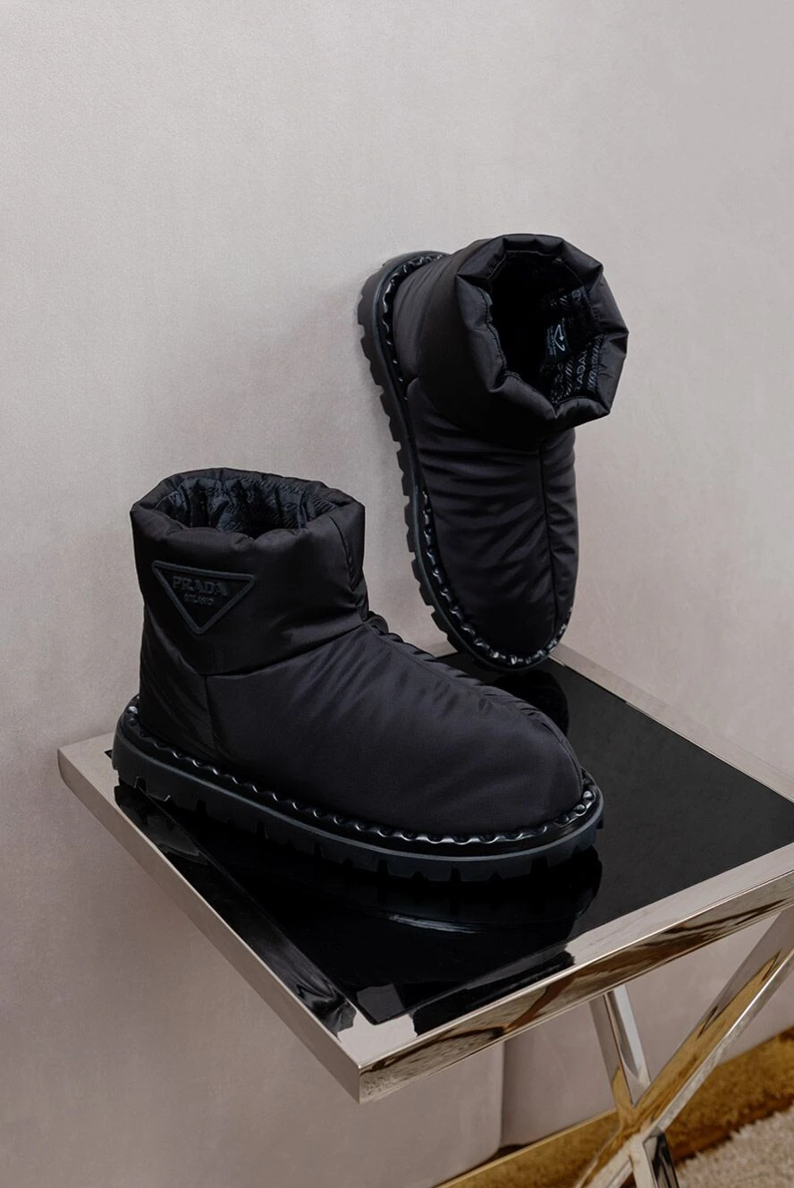 Prada women's black nylon ugg boots 175138 — Women ankle boots