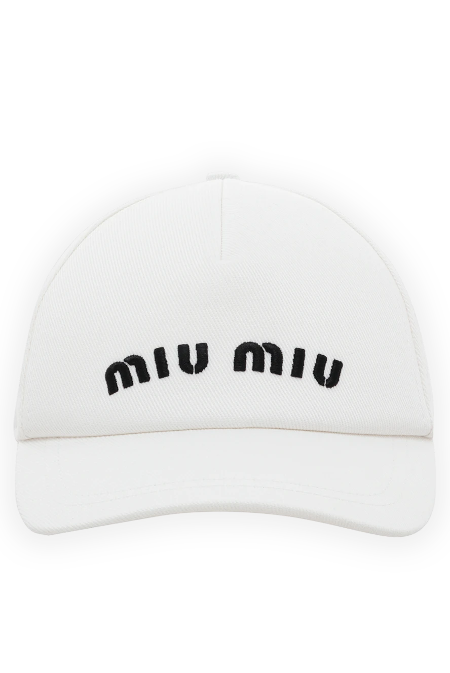 Miu Miu Women's white cotton cap - logo. 100% cotton. Country of manufacture: Italy. Care: specialized cleaning - photo 1