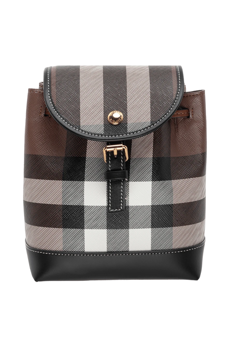 Burberry Women's backpack made of cotton and polyurethane brown - contrasting checkered pattern. 55% cotton, 45% polyurethane. Fastener: magnetic button. Country of manufacture: Italy. Care: specialized cleaning - photo 1