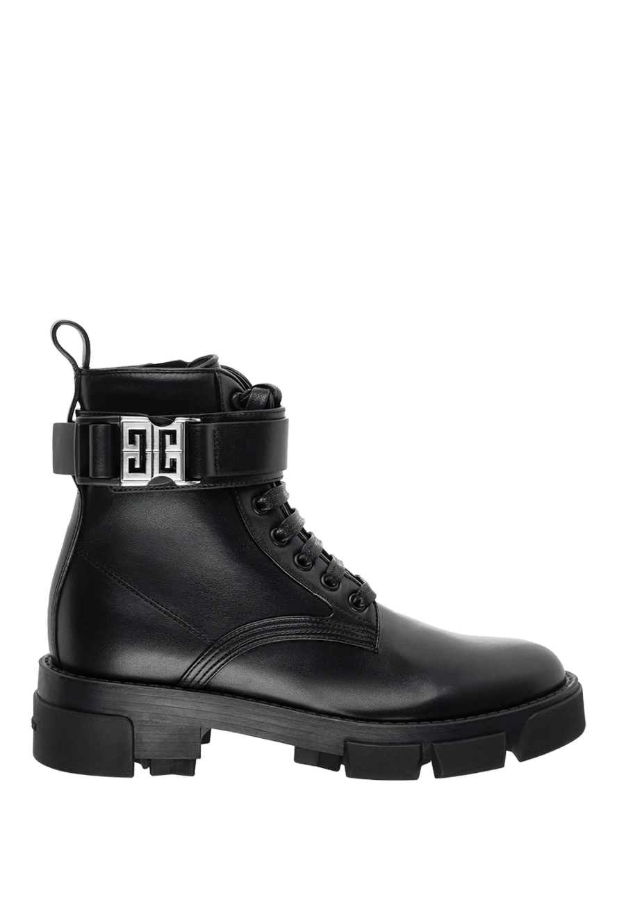 Givenchy Black leather boots for women - logo buckle. 100% genuine leather. Heel height: 4.5 centimeters. zipper. Country of manufacture: Italy. Care: specialized cleaning - photo 1