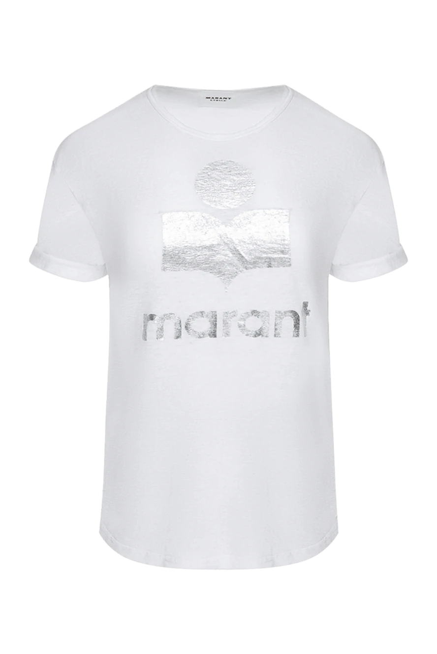 Isabel Marant White linen T-shirt for women - logo print. 100% linen. Country of manufacture: Italy. Care: specialized cleaning - photo 1