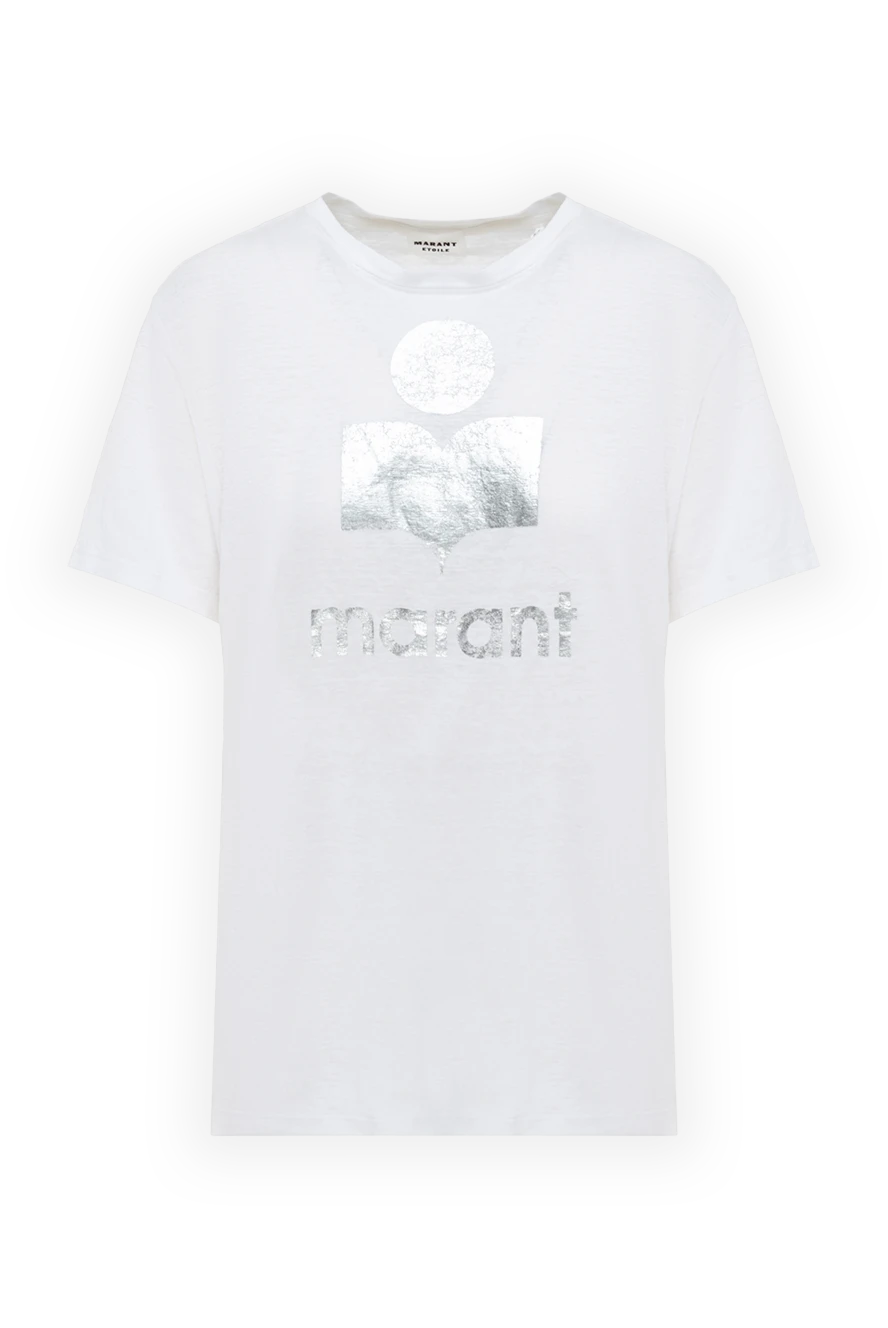 Isabel Marant White linen T-shirt for women - logo print. 100% linen. Country of manufacture: Italy. Care: specialized cleaning - photo 1