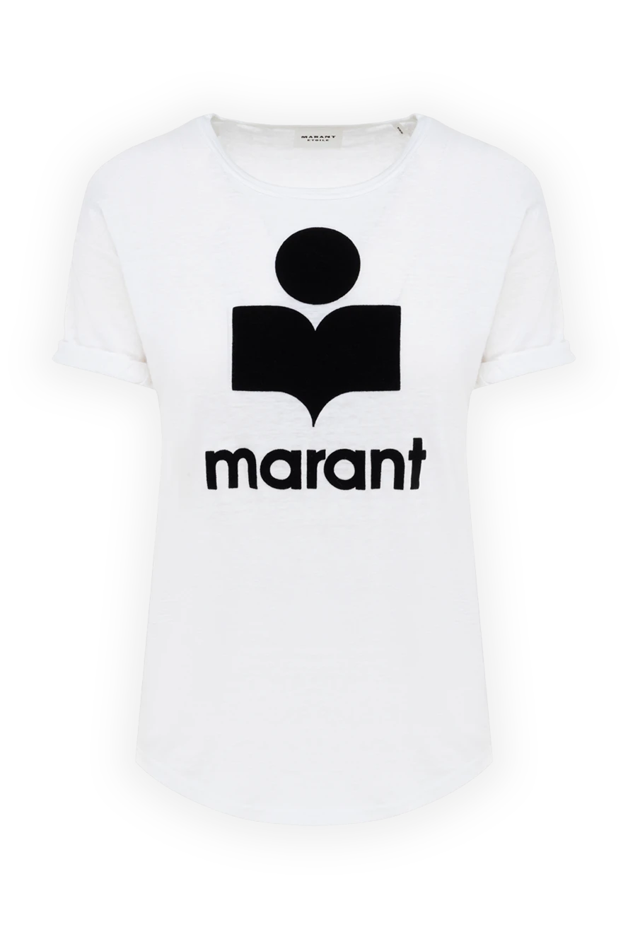 Isabel Marant White linen T-shirt for women - logo print. 100% linen. Country of manufacture: Italy. Care: specialized cleaning - photo 1