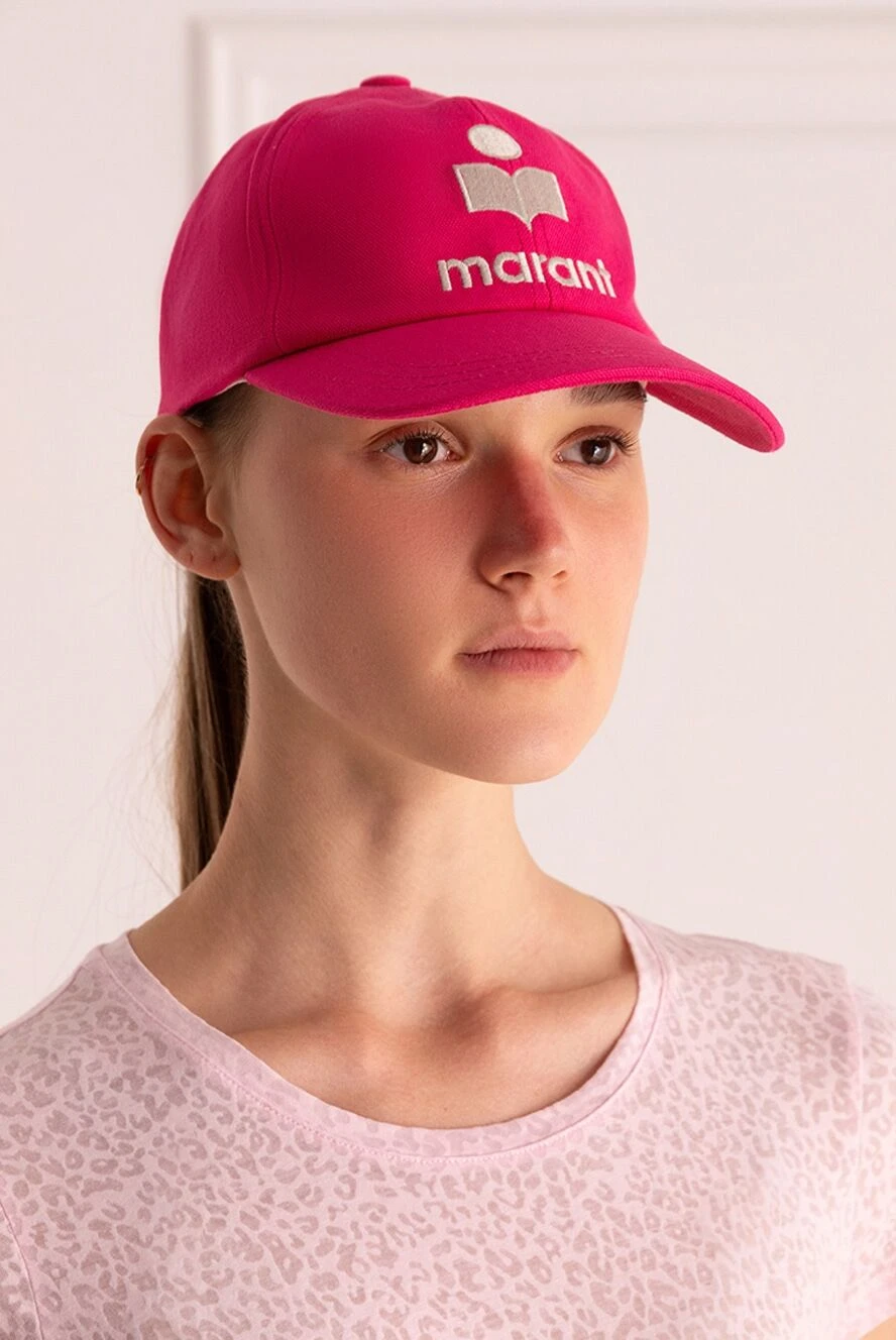 Isabel Marant cap made of cotton bright pink women's with logo