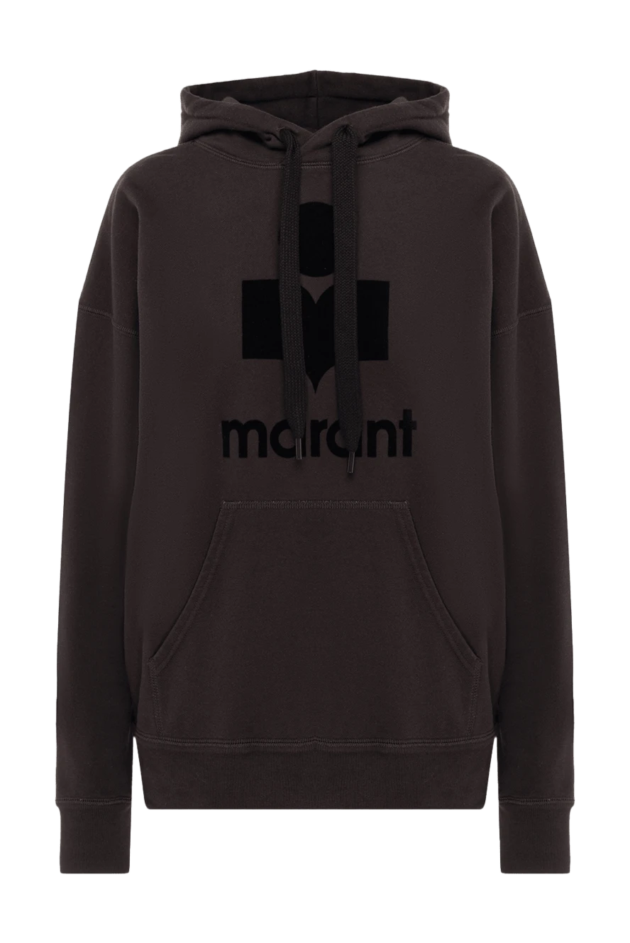 Isabel Marant Hoodie made of cotton and polyester black for women - hood. Decoration: logo print, front pocket. 88% cotton, 12% polyester. Country of manufacture: Italy. Care: specialized cleaning - photo 1