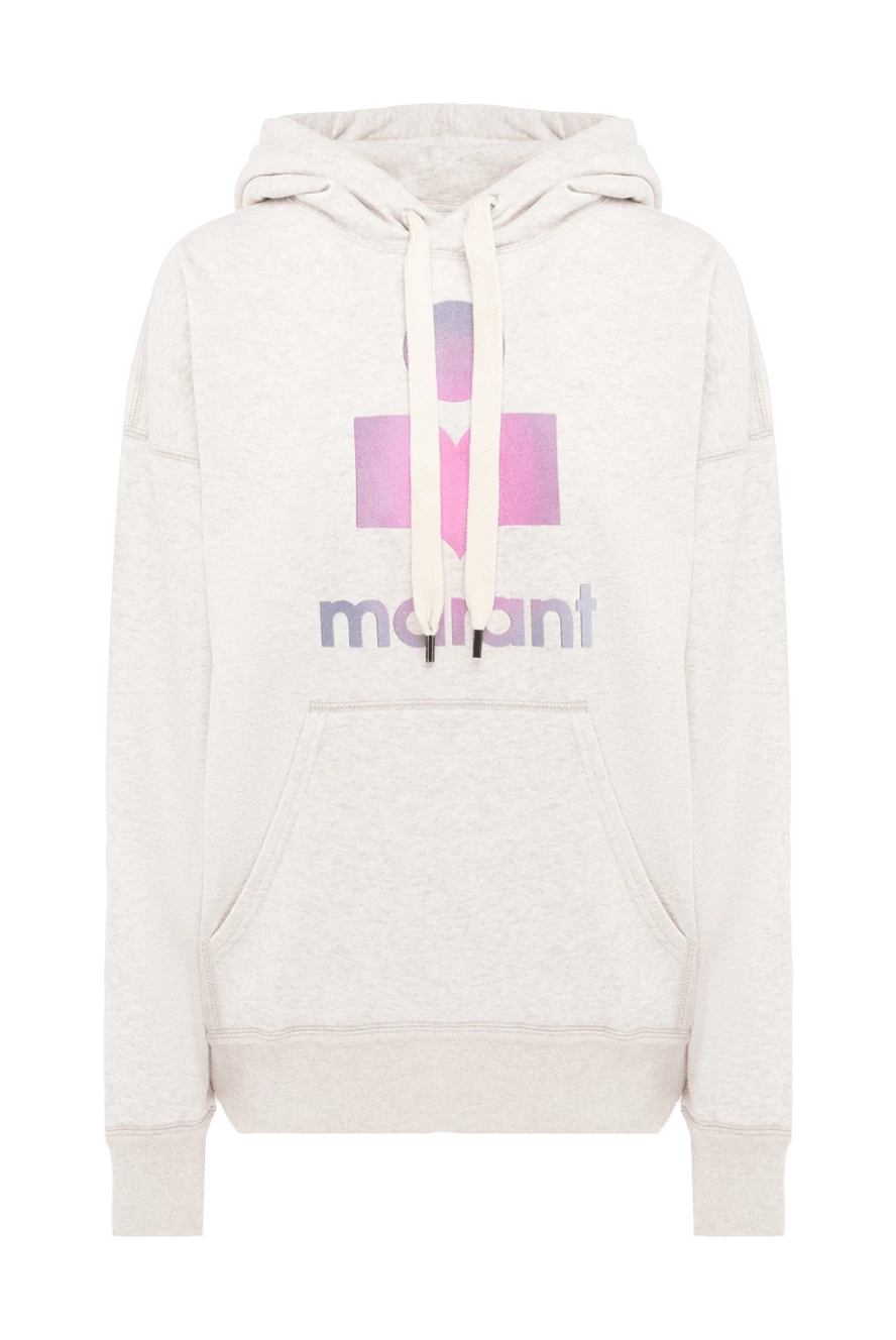 Isabel Marant Hoodie made of cotton and polyester beige for women - hood. Decoration: logo print, front pocket. 88% cotton, 12% polyester. Country of manufacture: Italy. Care: specialized cleaning - photo 1