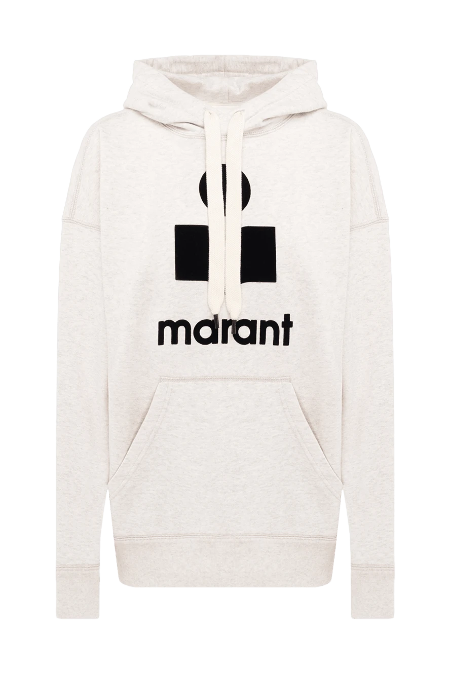 Isabel Marant Hoodie made of cotton and polyester beige for women - hood. Decoration: logo print, front pocket. 88% cotton, 12% polyester. Country of manufacture: Italy. Care: specialized cleaning - photo 1