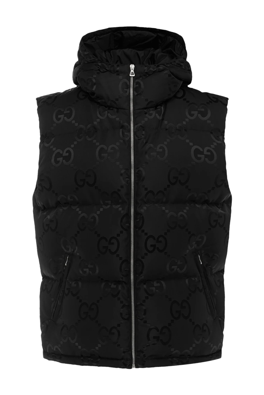 Gucci Жилет з поліаміду чорний чоловічий - капюшон. принт логотипу. дві кишені спереду. 100% поліамід. блискавка. Країна виробник: Італія. Догляд: спеціалізоване чищення - фото 1