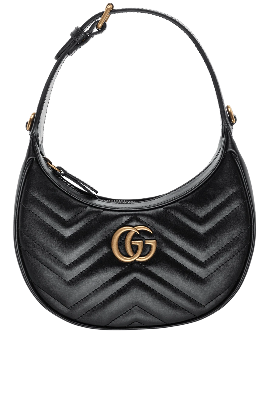 Gucci Black leather bag for women - Decoration: gold-plated logo. zipper. 100% genuine leather. Country of manufacture: Italy. Care: specialized cleaning - photo 1