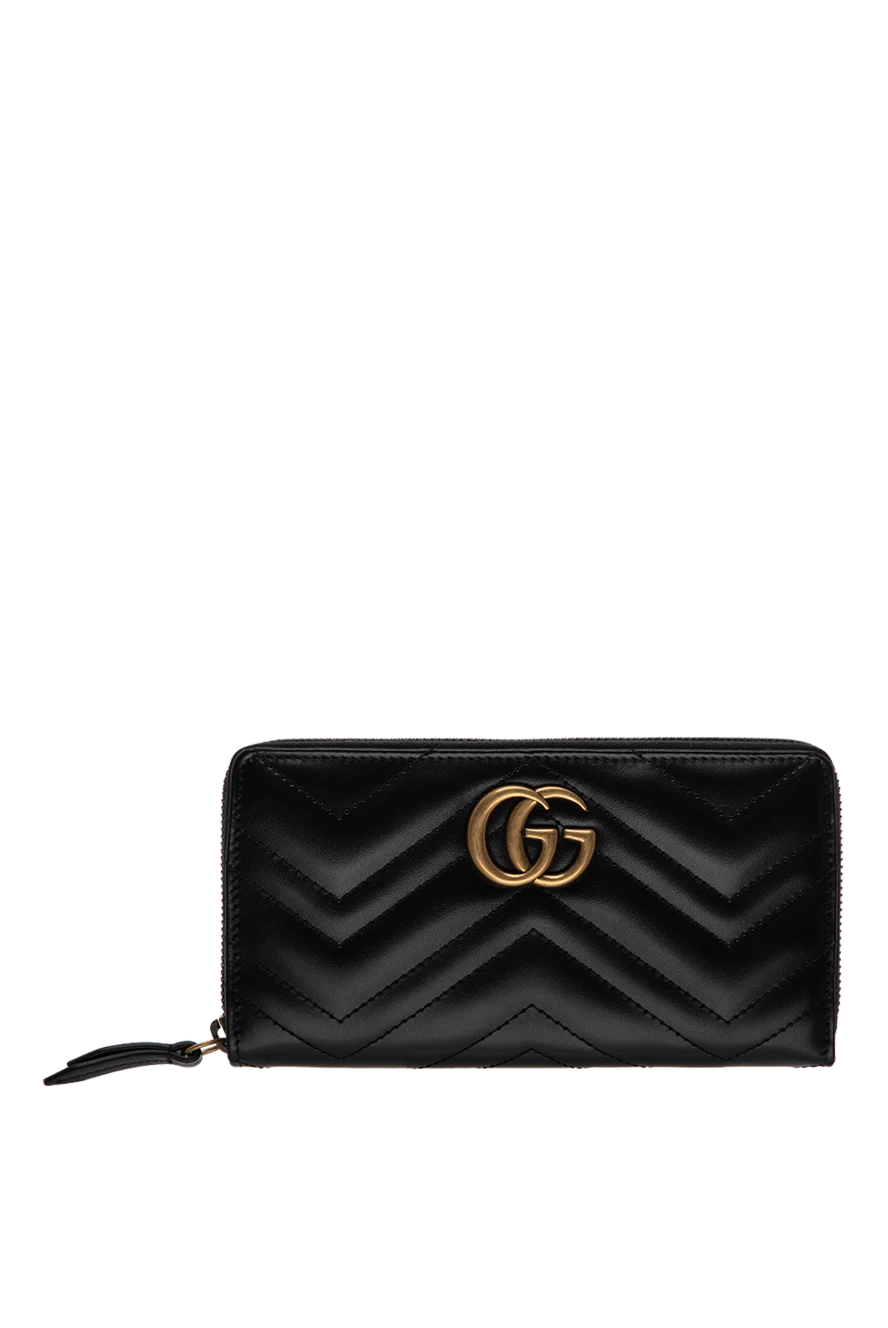 Gucci Портмоне зі шкіри чорне жіноче - позолочені металеві деталі. 100% натуральна шкіра. Країна виробник: Италия. Догляд: спеціалізоване чищення - фото 1