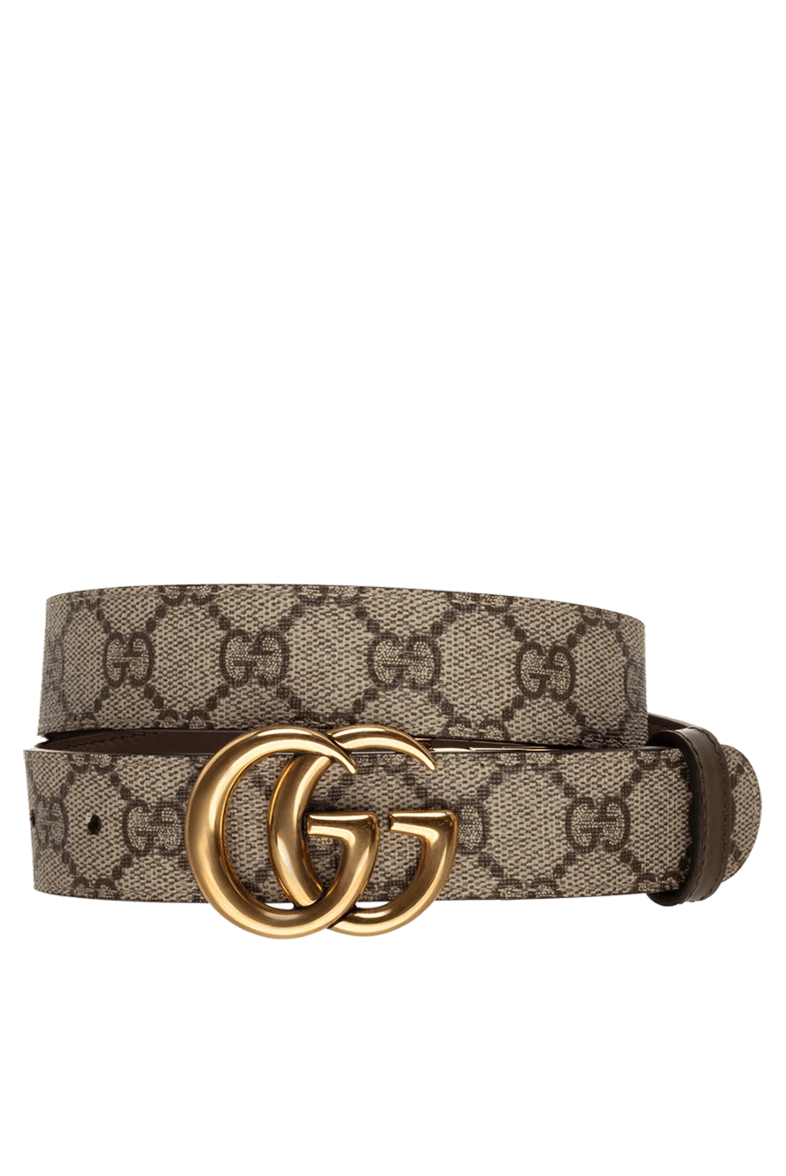 Gucci Brown leather belt for women - Decoration: gold-plated buckle with logo. 100% genuine leather. buckle. Country of manufacture: Italy. Care: specialized cleaning - photo 1