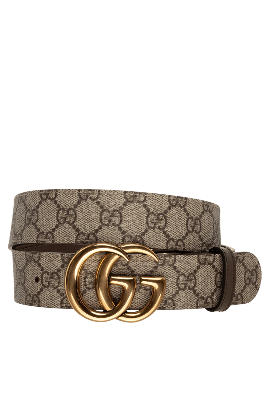 Gucci Ремінь зі шкіри коричневий жіночий - позолочена пряжка з логотипом. 100% натуральна шкіра. пряжка. Країна виробник: Италия. Догляд: спеціалізоване чищення - фото 1
