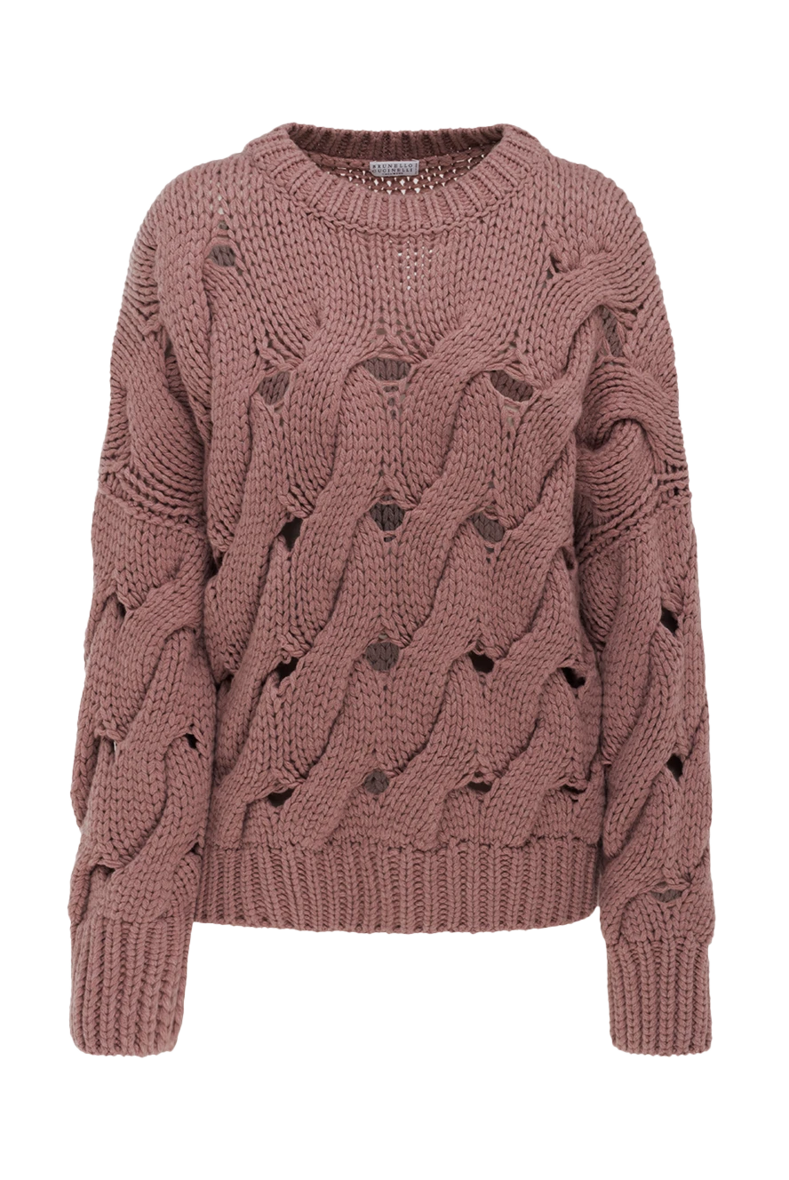 Brunello Cucinelli Pink cashmere jumper for women - textured knitwear. 100% cashmere. Country of manufacture: Italy. Care: specialized cleaning - photo 1