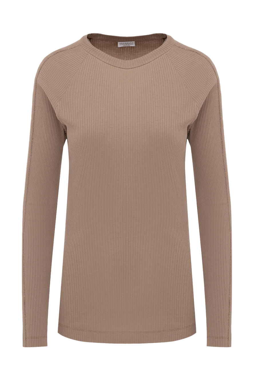 Brunello Cucinelli Beige cotton jumper for women - 100% cotton. Country of manufacture: Italy. Care: specialized cleaning - photo 1