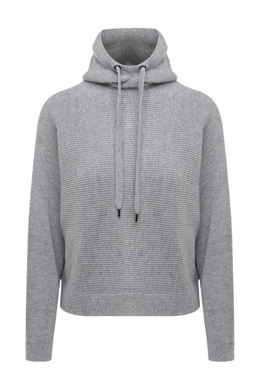 Brunello Cucinelli Hoodie gray women's - sewn hood. 60% wool, 30% cashmere, 10% silk. Country of manufacture: Italy. Care: specialized cleaning - photo 1