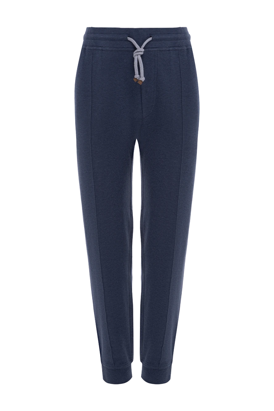 Brunello Cucinelli Blue cotton and polyamide pants for men - 93% cotton, 7% polyamide. Country of manufacture: Italy. Care: specialized cleaning - photo 1