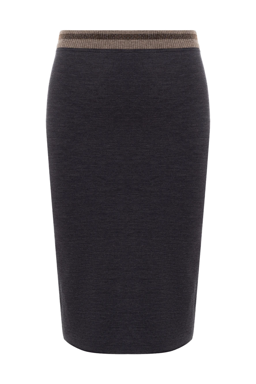 Brunello Cucinelli Юбка из шерсти серая женская - контрастные полоски на поясе. 94% шерсть, 6% эластан. эластичный пояс. Страна производитель: Италия. Уход: специализированная чистка - фото 1
