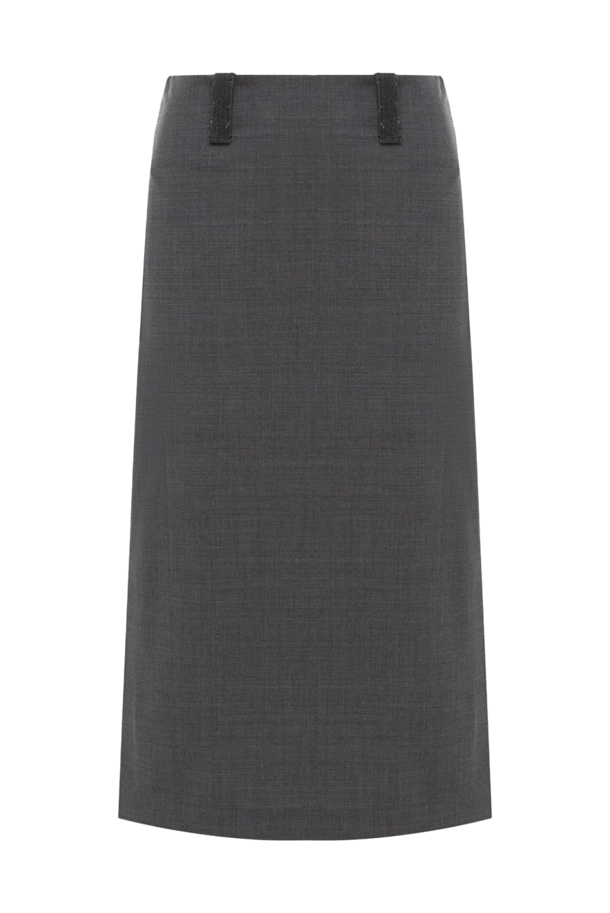 Brunello Cucinelli Юбка серая женская - разрез снизу. 75% шерсть, 23% полиамид, 2% эластан. эластичный пояс. Страна производитель: Италия. Уход: специализированная чистка - фото 1