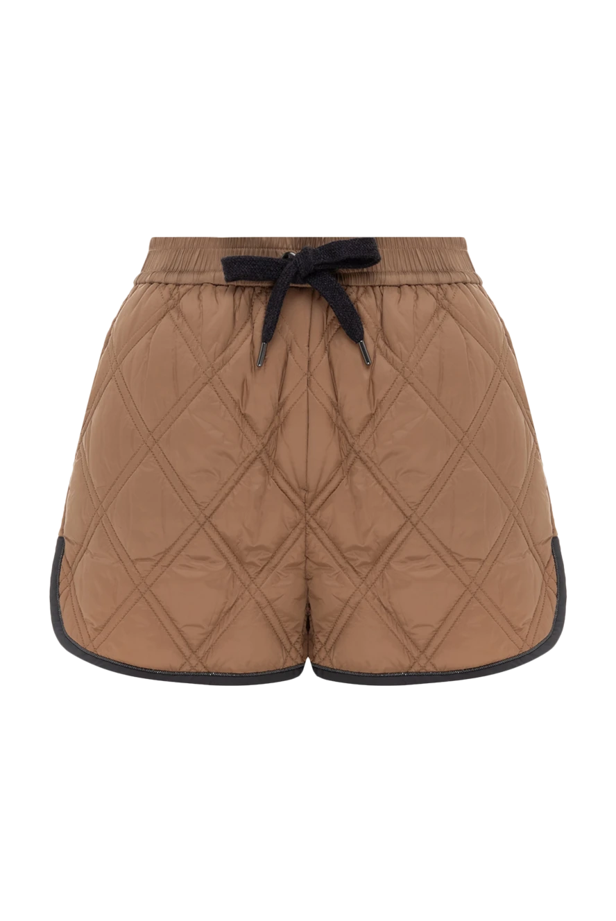 Brunello Cucinelli Brown nylon shorts for women - drawstring. three pockets. quilted texture. 100% nylon. Country of manufacture: Italy. Care: specialized cleaning - photo 1