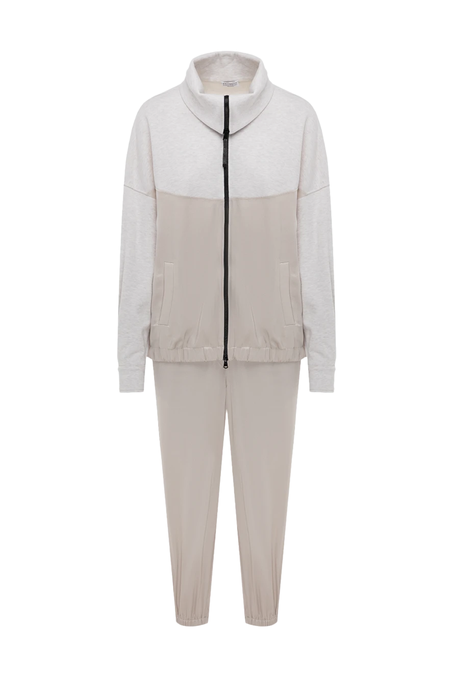 Brunello Cucinelli Костюм прогулочный из хлопка бежевый женский бежевый - контрастные вставки. четыре кармана. 100% хлопок. молния. Страна производитель: Италия. Уход: специализированная чистка - фото 1