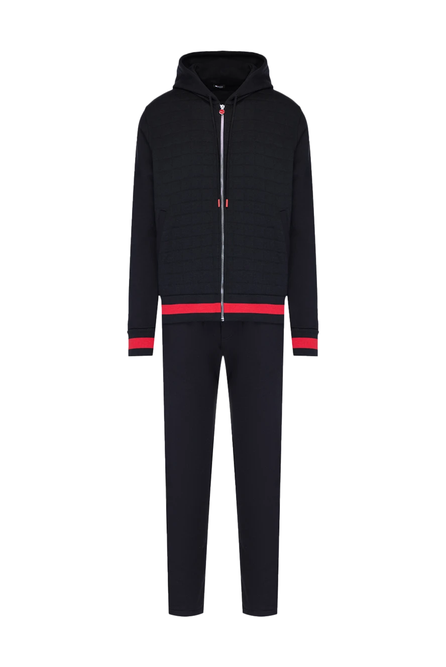 Kiton Walking suit made of cotton for men black - red edging. hood. 100% cotton. zipper, drawstring. two side. Country of manufacture: Italy. Care: specialized cleaning - photo 1