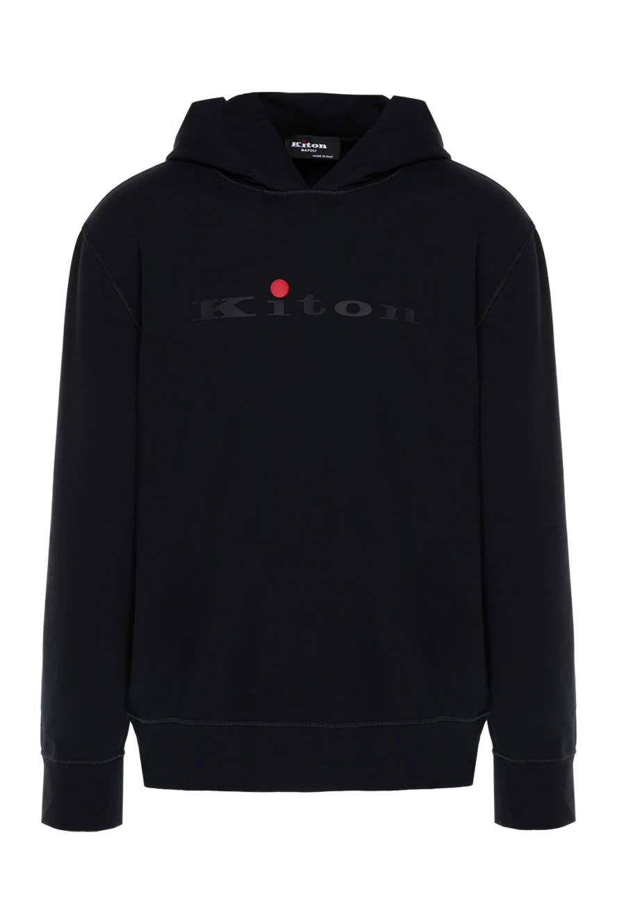 Kiton Hoodie made of cotton and elastane black men's - hood. 89% cotton, 11% elastane. Country of manufacture: Italy. Care: specialized cleaning - photo 1