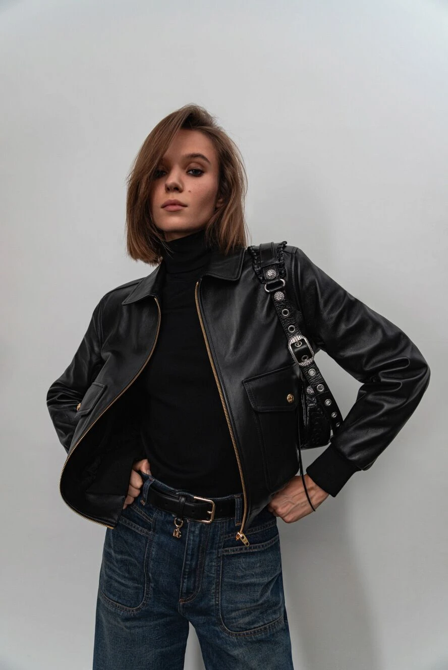 Balmain куртка косуха мужская из натуральной кожи с асимметричной