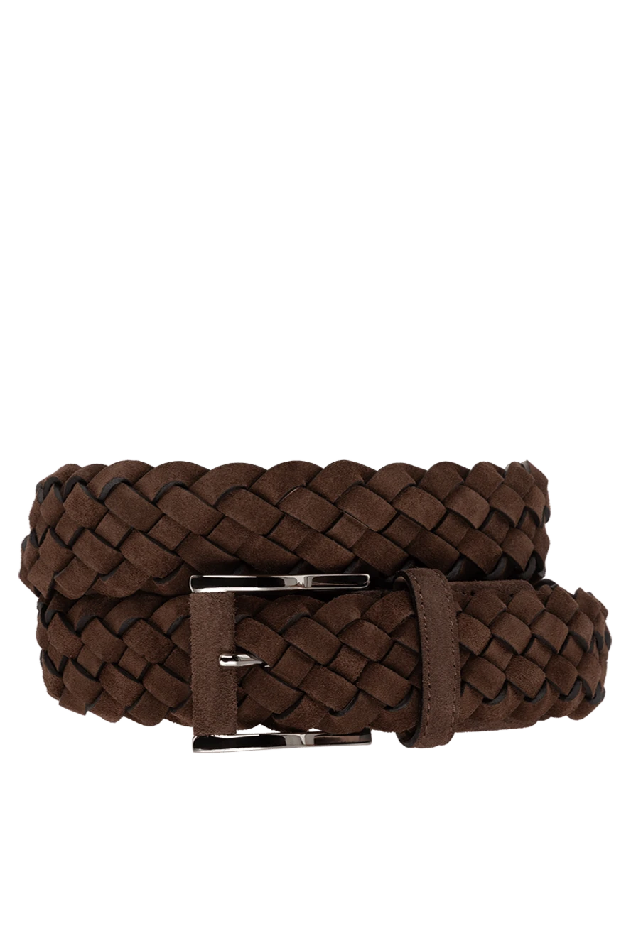 Cesare di Napoli Suede belt for men brown - woven leather. 100% suede. Country of manufacture: Italy. Care: specialized cleaning - photo 1