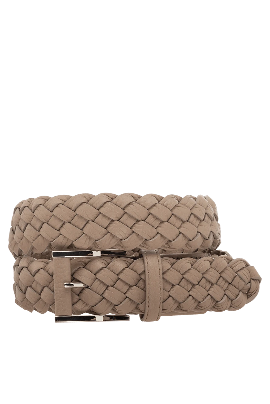 Cesare di Napoli Men's leather belt, beige - woven leather. 100% genuine leather. Country of manufacture: Italy. Care: specialized cleaning - photo 1