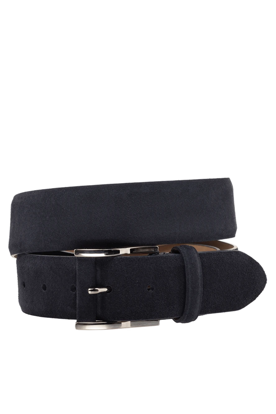 Cesare di Napoli Men's blue suede belt - Composition: 100% suede. Country of manufacture: Italy. Care: specialized cleaning - photo 1