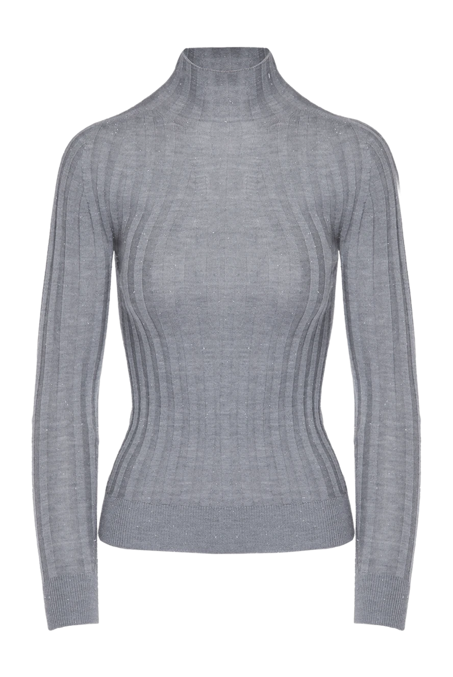 Peserico Gray jumper for women - striped texture. 78% wool, 21% viscose, 1% polyamide. Country of manufacture: Italy. Care: specialized cleaning - photo 1