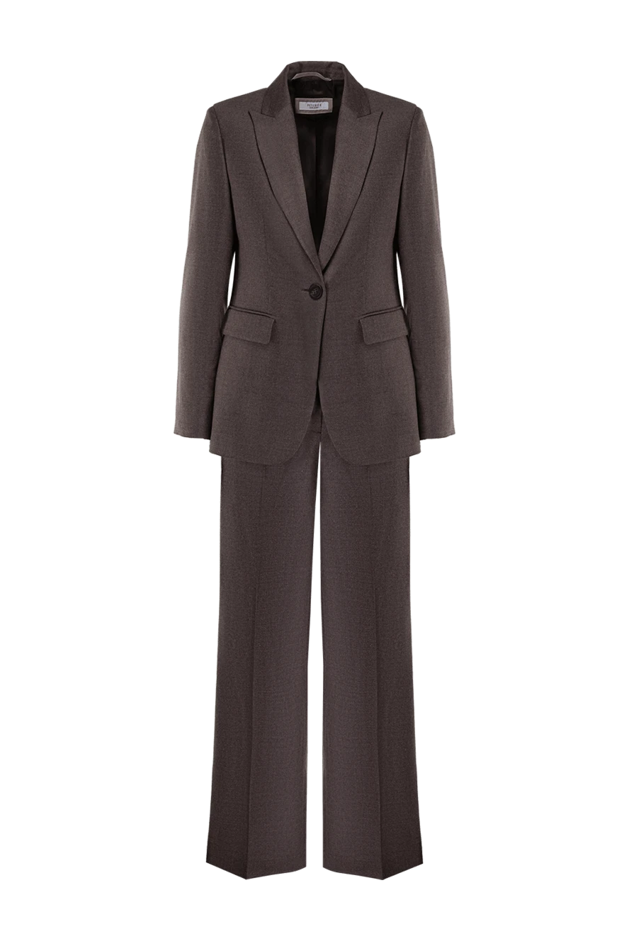 Peserico Brown wool pantsuit for women - 98% wool, 1% polyamide, 1% metal. four pockets. buttons, zipper. Country of manufacture: Italy. Care: specialized cleaning - photo 1