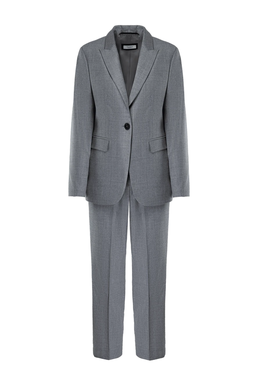 Peserico Gray women's wool trouser suit - Composition: 98% wool, 1% polyamide, 1% metal. Pockets: four pockets. Fastening: buttons, zipper. Country of manufacture: Italy. Care: specialized cleaning - photo 1