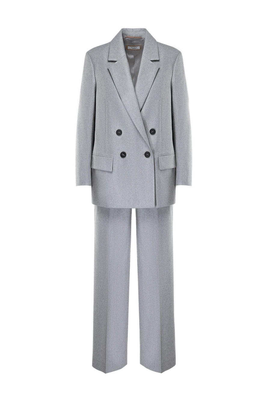 Peserico Women's gray trouser suit - Composition: 92% wool, 4% polyamide, 3% polyester, 1% elastane. Pockets: four pockets. Fastening: buttons, zipper. Country of manufacture: Italy. Care: specialized cleaning - photo 1