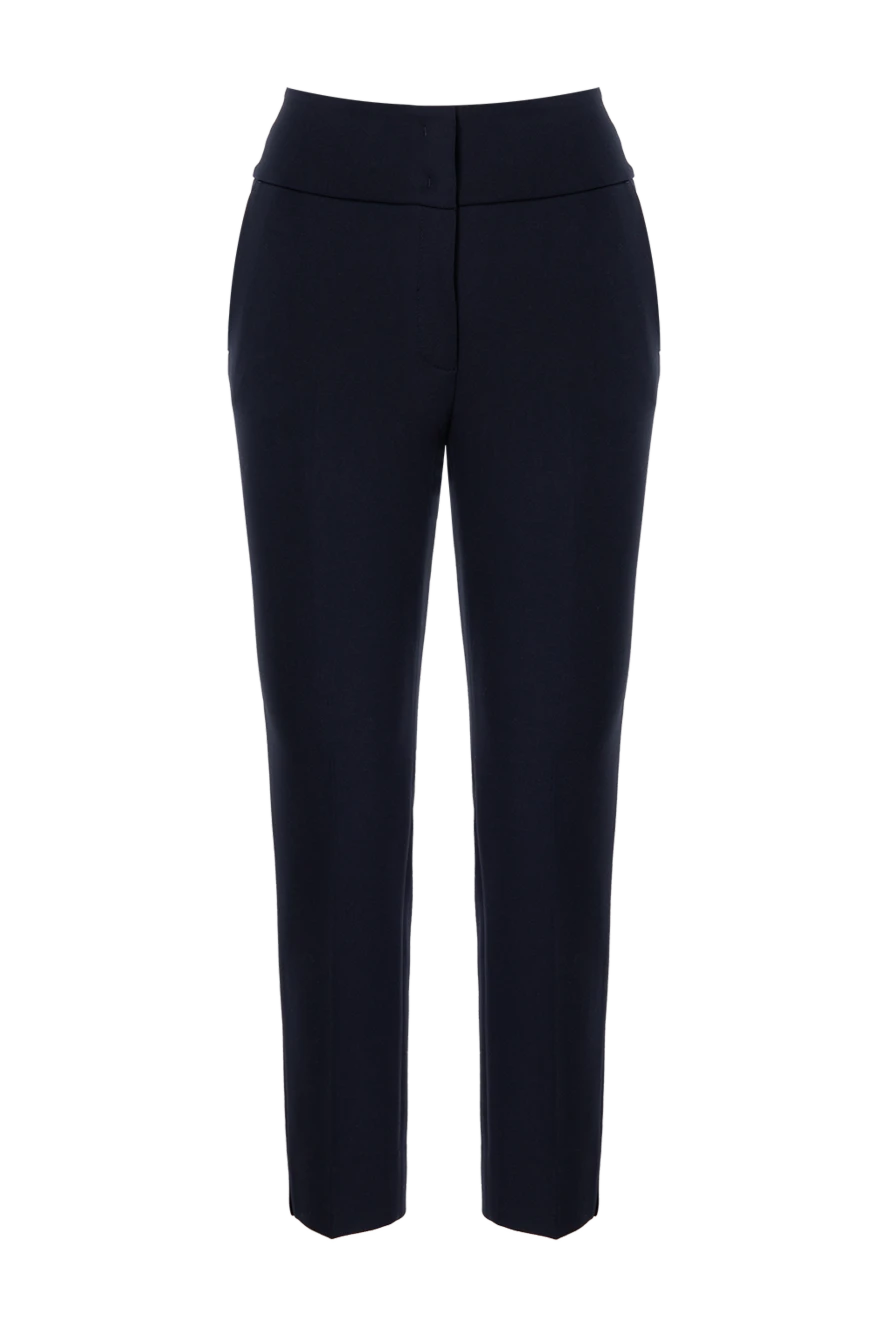 Peserico Blue pants for women - 64% polyester, 27% viscose, 6% cotton, 3% elastane. four pockets. zipper, hooks. Country of manufacture: Italy. Care: specialized cleaning - photo 1