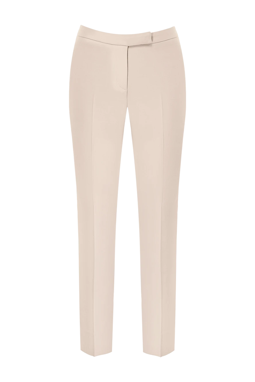 Peserico Beige pants for women - pinches. 64% polyester, 27% viscose, 6% cotton, 3% elastane. two pockets. hook, zipper. Country of manufacture: Italy. Care: specialized cleaning - photo 1