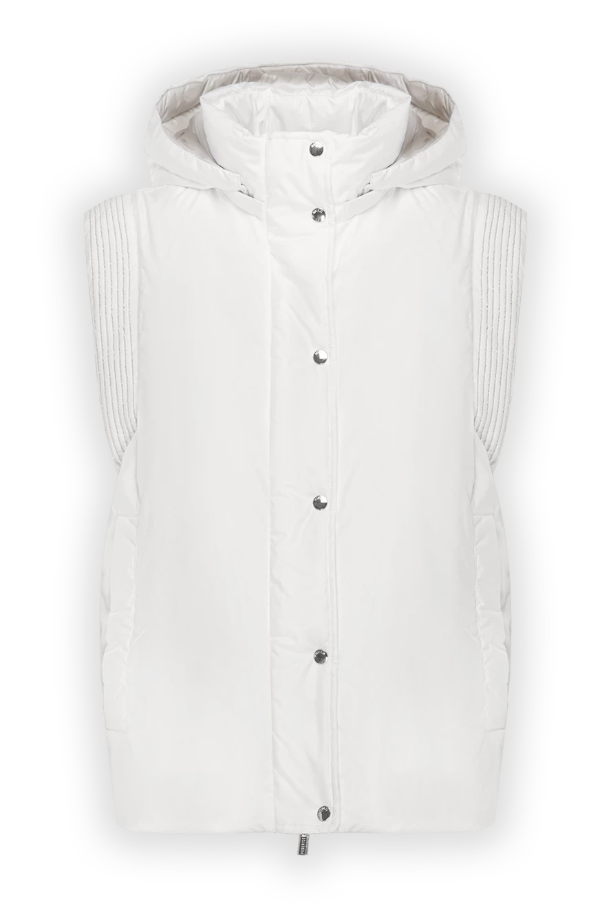 Peserico White polyester vest for women - hood. 100% polyester. two pockets. zipper, buttons. Country of manufacture: Italy. Care: specialized cleaning - photo 1