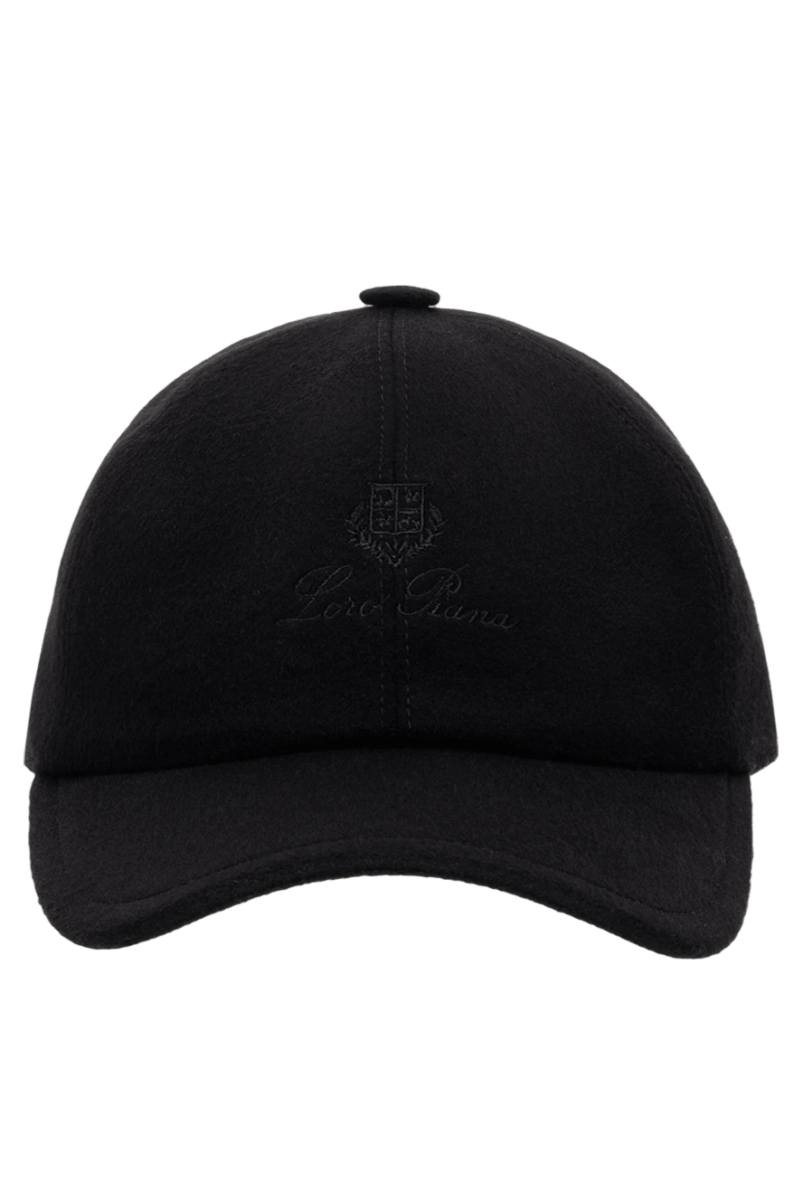 Loro Piana Black cashmere cap for men - logo. 100% cashmere. Country of manufacture: Italy. Care: specialized cleaning - photo 1