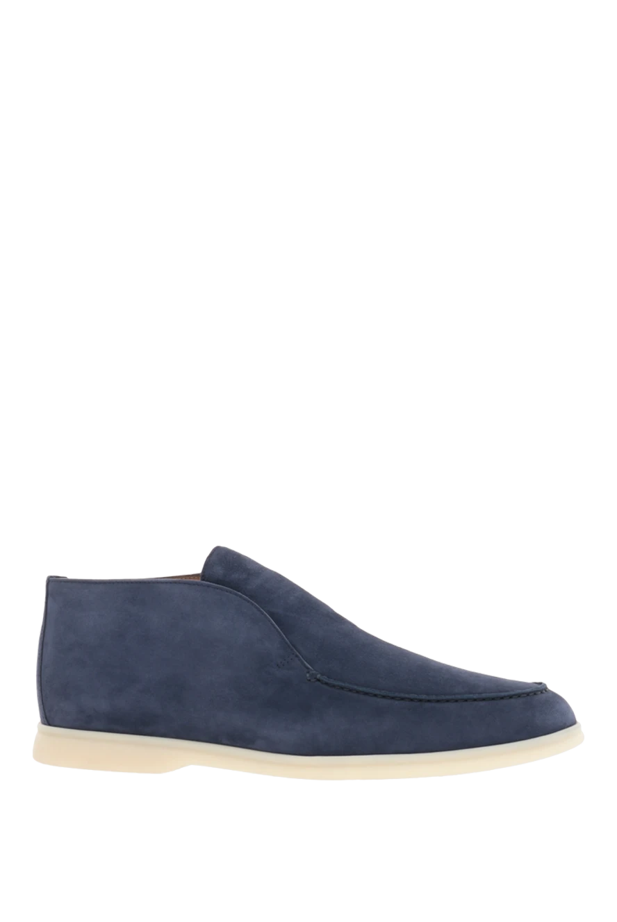 Loro Piana Men's blue nubuck desert boots - Decor: contrast sole. Composition: 100% nubuck. Country of manufacture: Italy. Care: specialized cleaning - photo 1