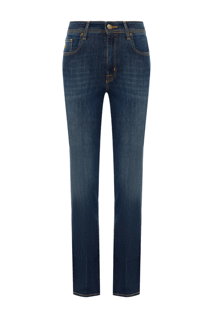 Jacob Cohen Blue cotton jeans for women - contrasting seams, worn effect. three front pockets, two back pockets. 92% cotton, 8% elastane. zipper, buttons. Country of manufacture: Italy. Care: specialized cleaning - photo 1