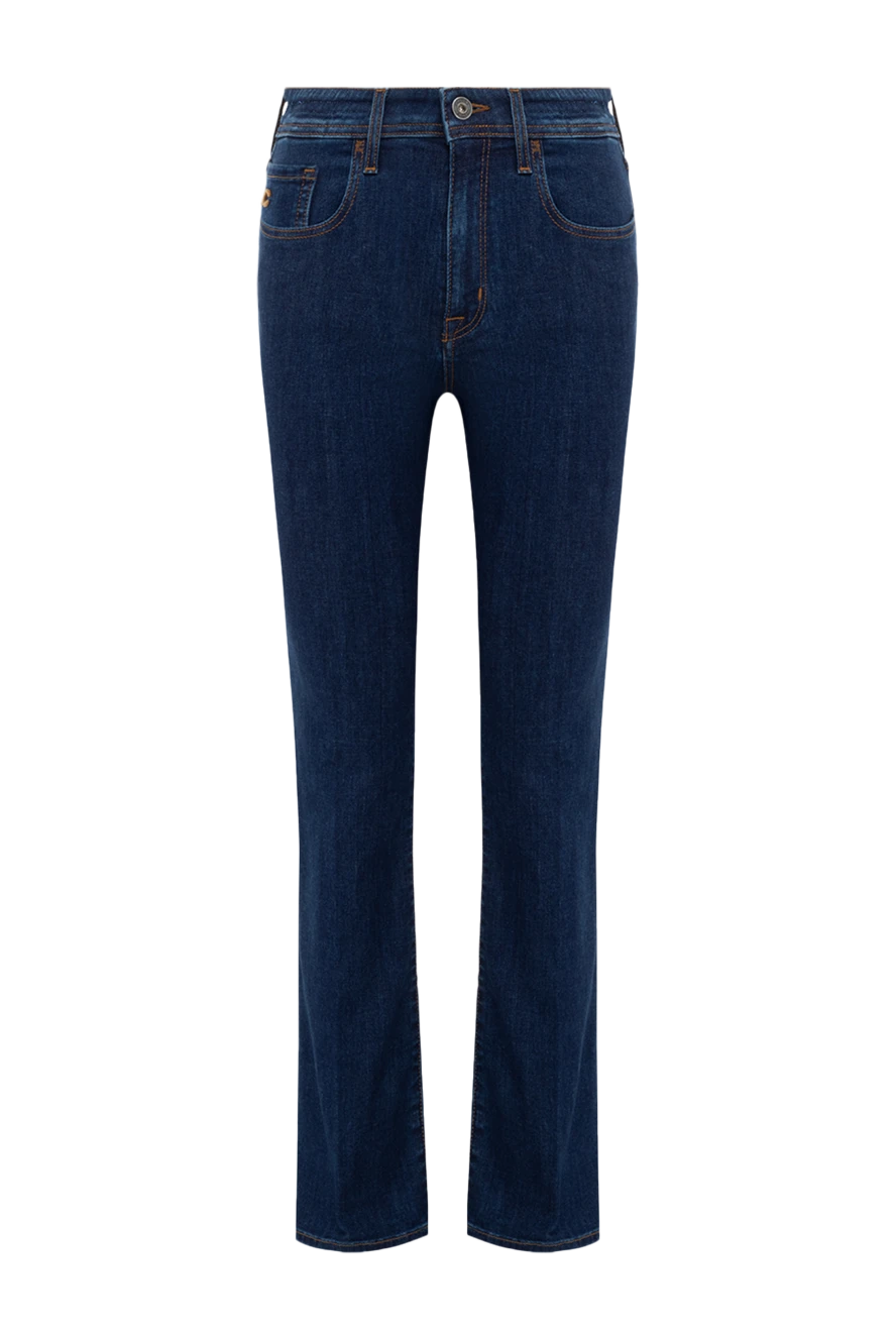 Jacob Cohen Blue cotton jeans for women - contrasting seams. three front pockets, two back pockets. 92% cotton, 8% elastane. zipper, buttons. Country of manufacture: Italy. Care: specialized cleaning - photo 1