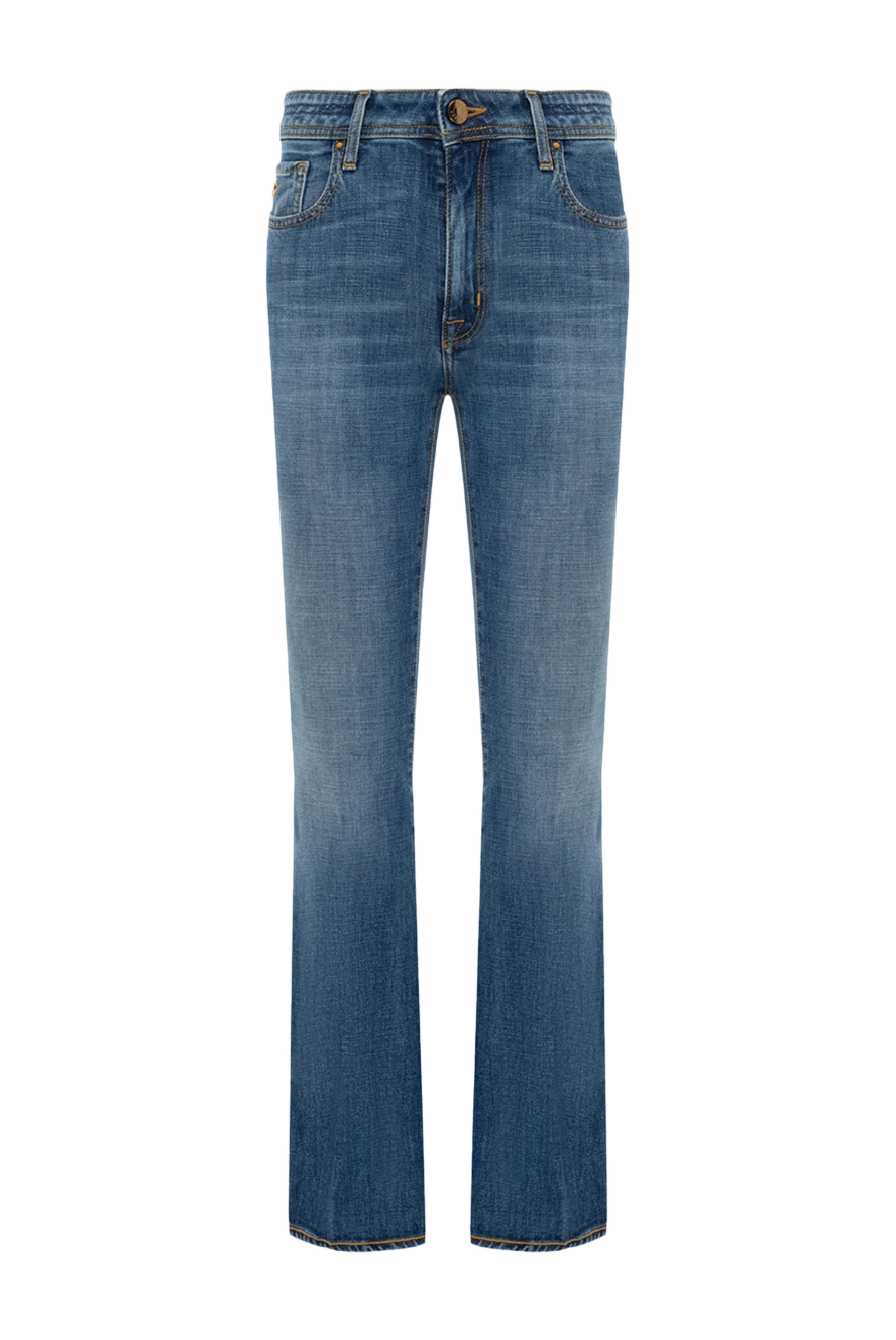 Jacob Cohen Blue cotton jeans for women - contrasting seams, worn effect. three front pockets, two back pockets. 98% cotton, 2% elastane. zipper, buttons. Country of manufacture: Italy. Care: specialized cleaning - photo 1