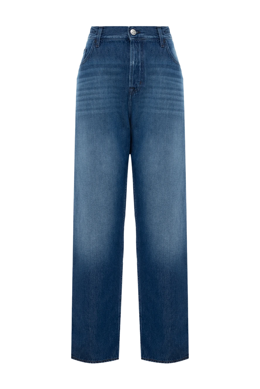 Jacob Cohen Blue cotton jeans for women - worn effect. three front pockets, two back pockets. 100% cotton. zipper, buttons. Country of manufacture: Italy. Care: specialized cleaning - photo 1