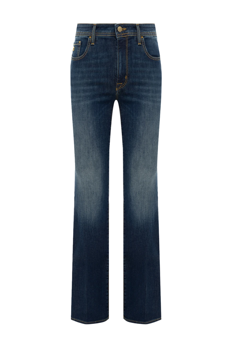 Jacob Cohen Blue cotton jeans for women - contrasting seams, worn effect. three front pockets, two back pockets. 92% cotton, 8% elastane. zipper, buttons. Country of manufacture: Italy. Care: specialized cleaning - photo 1